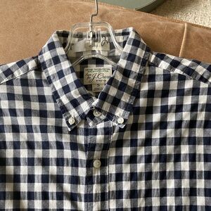 J. Crew Men's Blue and White washed Gingham Shirt